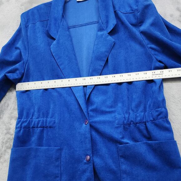 Vintage Item Eyes Skirt Suit Size 14 Blue Felted Sueded Polyester Elastic Waist - Picture 8 of 15